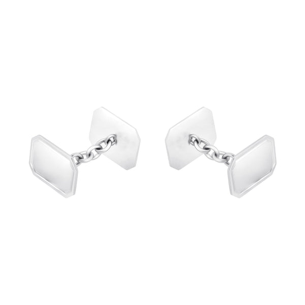 9ct white gold 17x12mm octagonal chain-link cufflinks