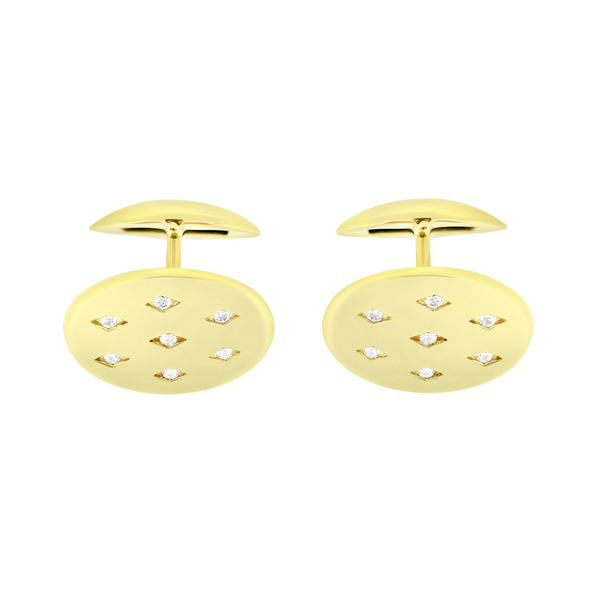 9ct yellow gold oval 20x14mm 0.07ct diamond set cufflinks