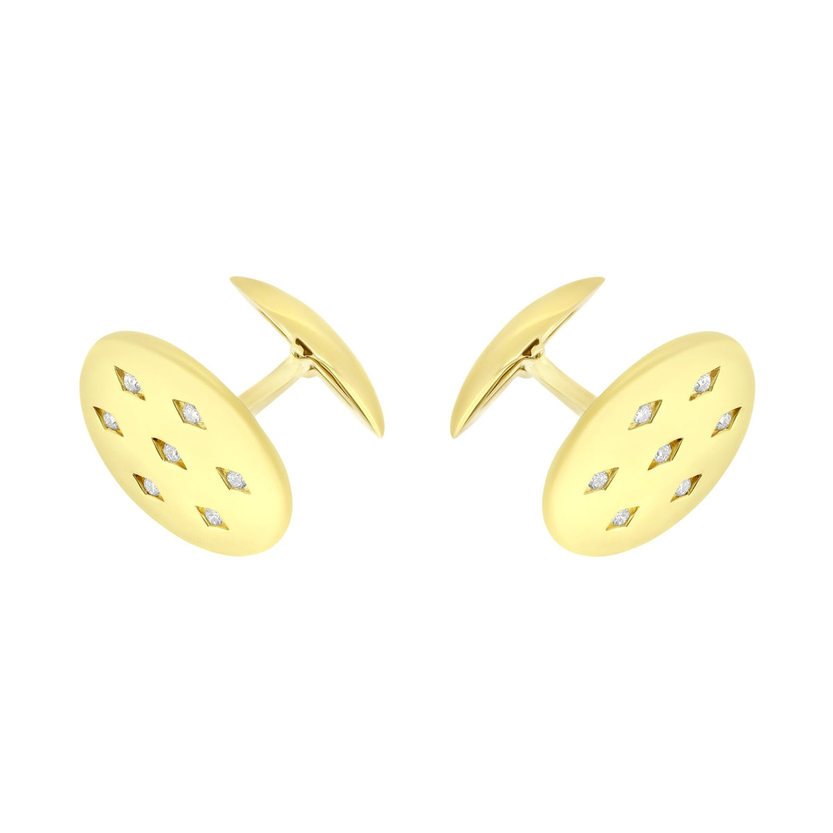 9ct yellow gold oval 20x14mm 0.07ct diamond set cufflinks