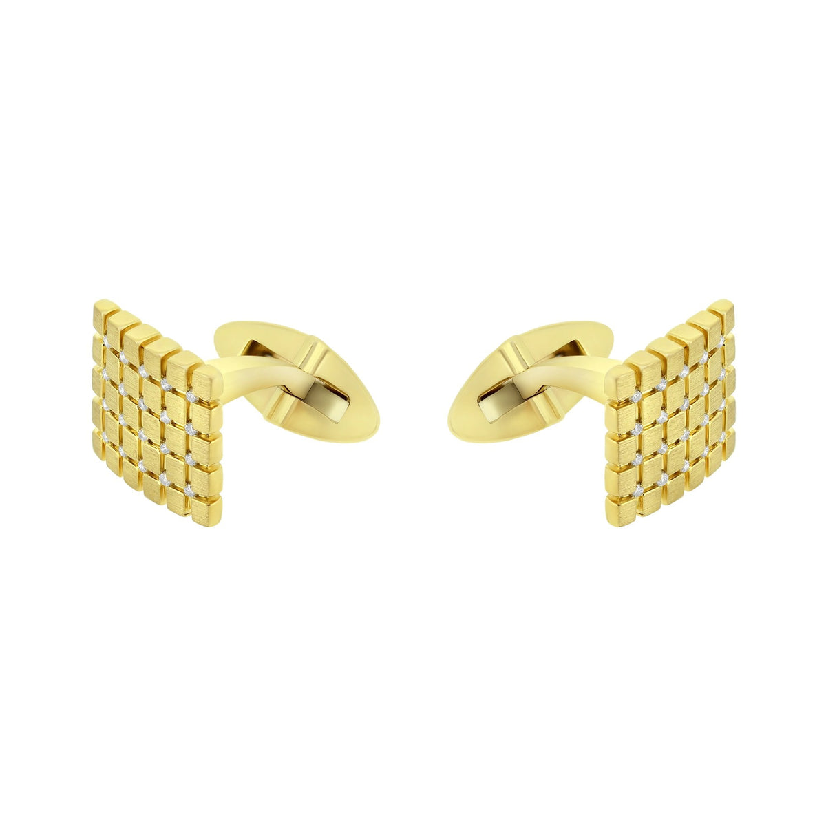 9ct yellow gold 13x13mm diamond set cufflinks
