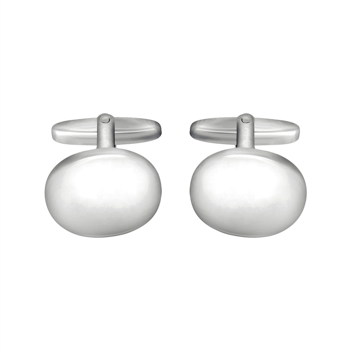 Silver 19mm x 16mm domed oval swivel cufflinks