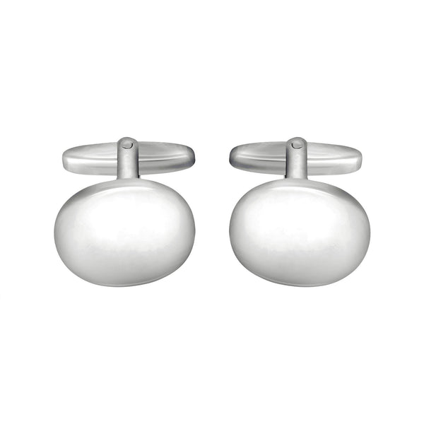 Silver 19mm x 16mm domed oval swivel cufflinks
