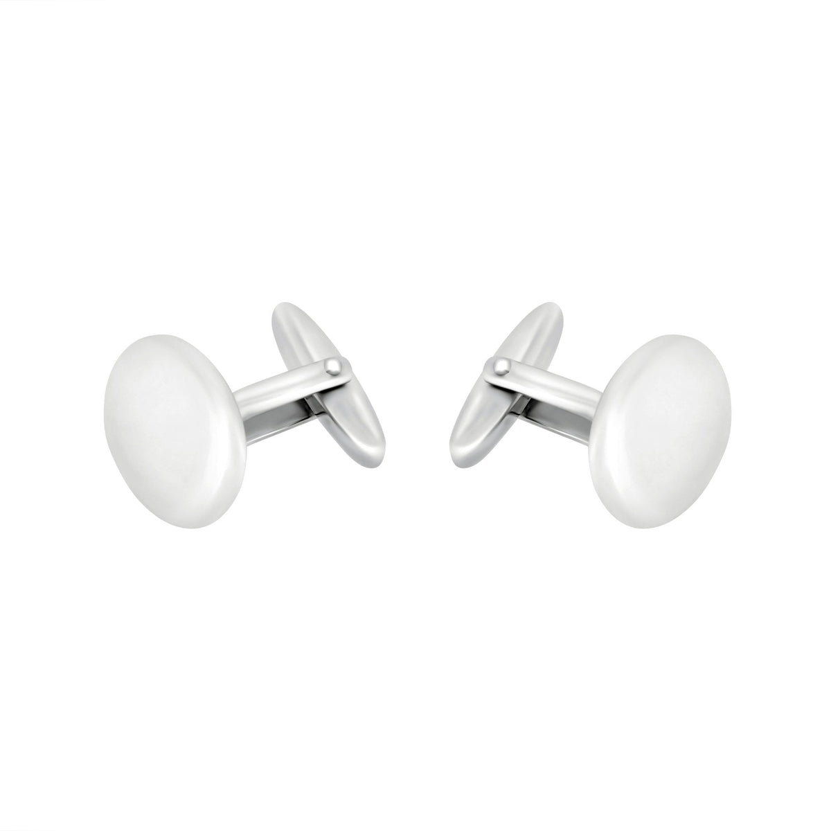 Silver 19mm x 16mm domed oval swivel cufflinks