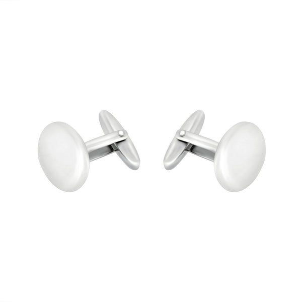Silver 19mm x 16mm domed oval swivel cufflinks