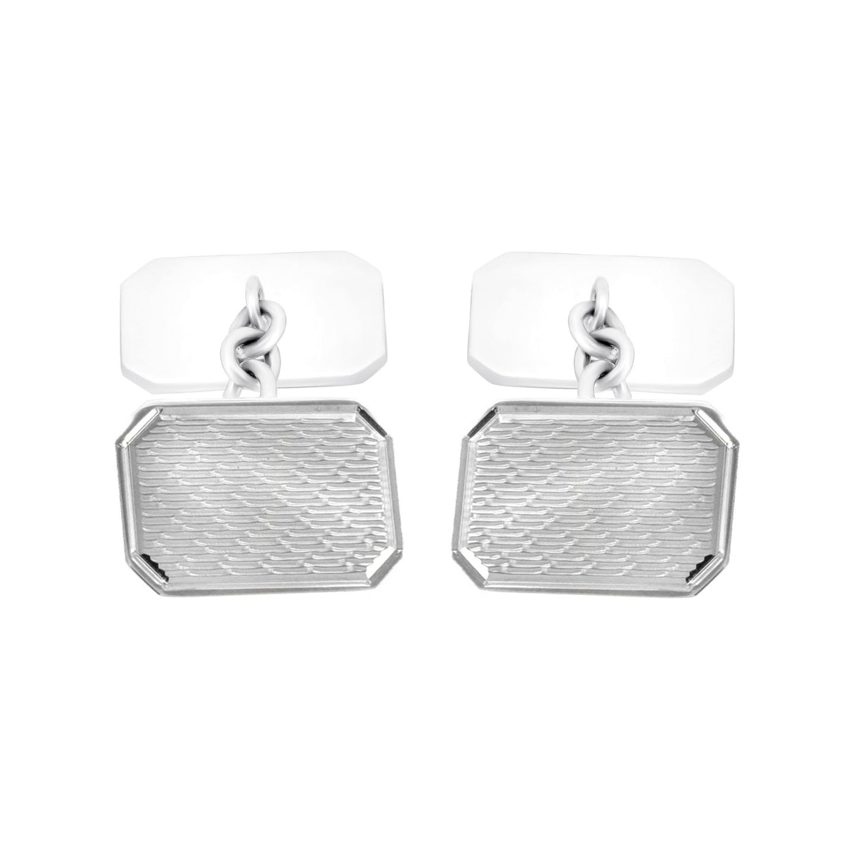Silver 17x12mm octagonal lined edge cufflinks