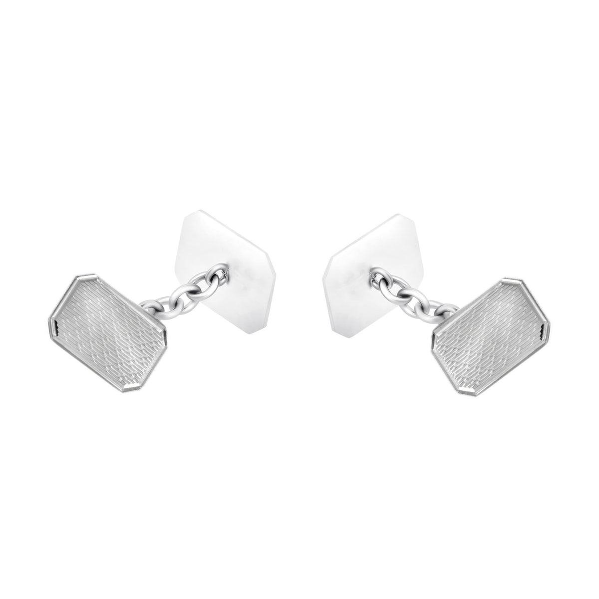 Silver 17x12mm octagonal lined edge cufflinks