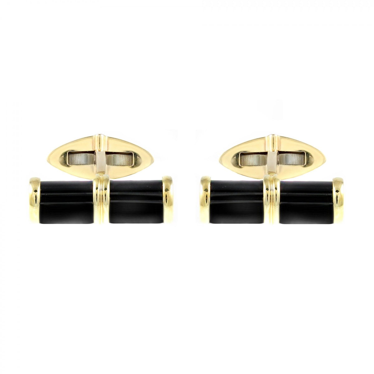 9ct yellow gold 20x6mm black onyx bar cufflinks