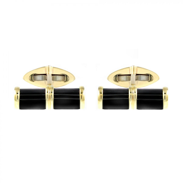 9ct yellow gold 20x6mm black onyx bar cufflinks