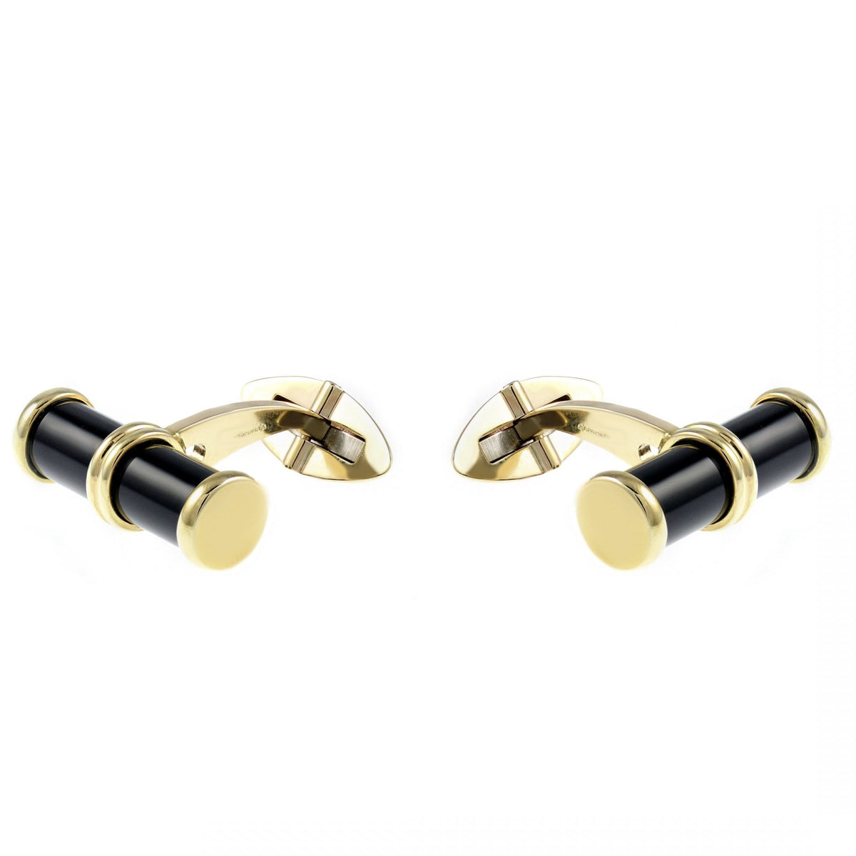 9ct yellow gold 20x6mm black onyx bar cufflinks
