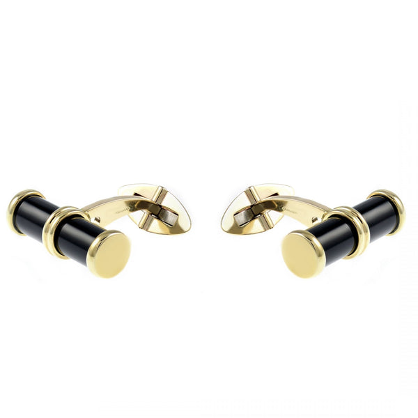 9ct yellow gold 20x6mm black onyx bar cufflinks