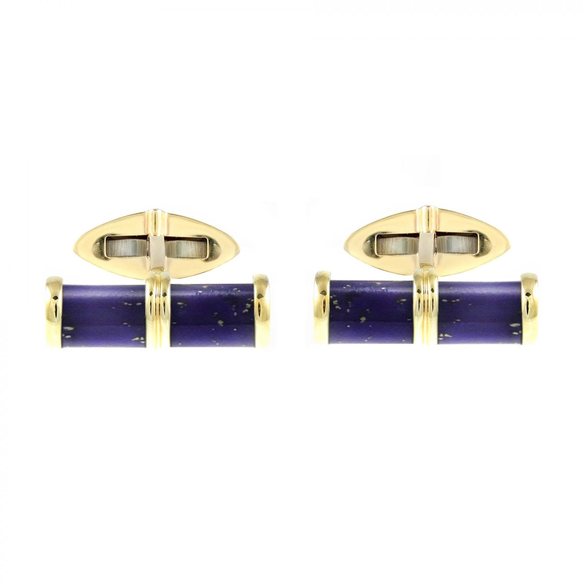 9ct yellow gold 20x6mm lapis bar cufflinks