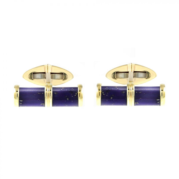 9ct yellow gold 20x6mm lapis bar cufflinks