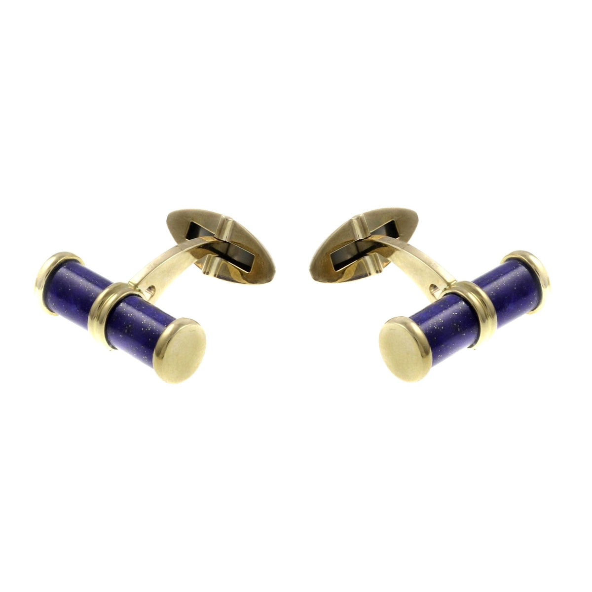 9ct yellow gold 20x6mm lapis bar cufflinks