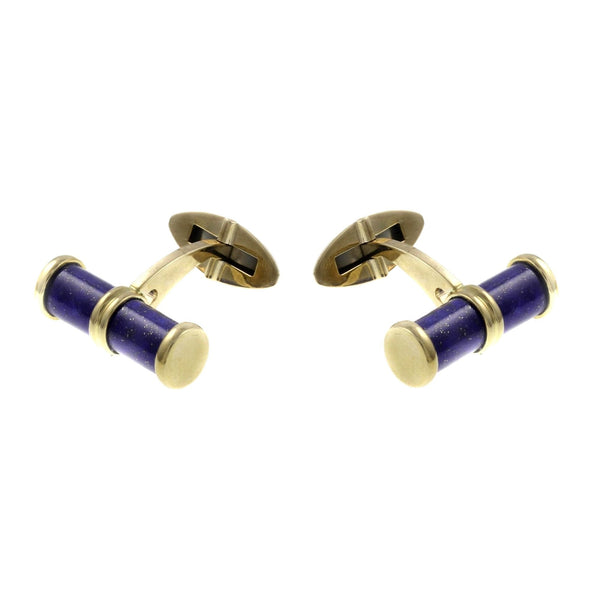 9ct yellow gold 20x6mm lapis bar cufflinks