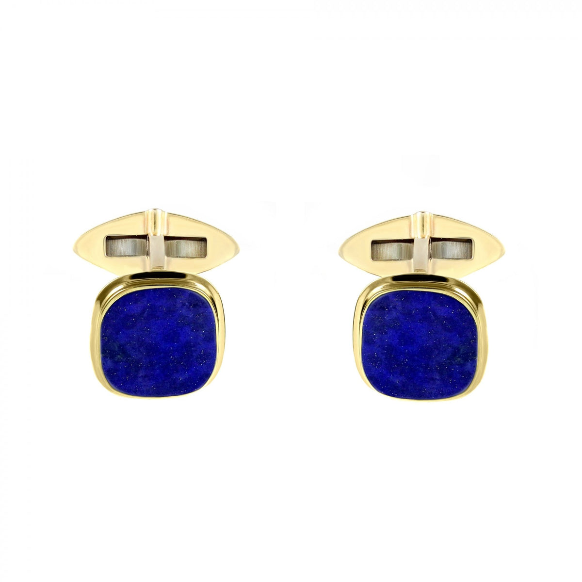9ct yellow gold 14x14mm cushion lapis cufflinks