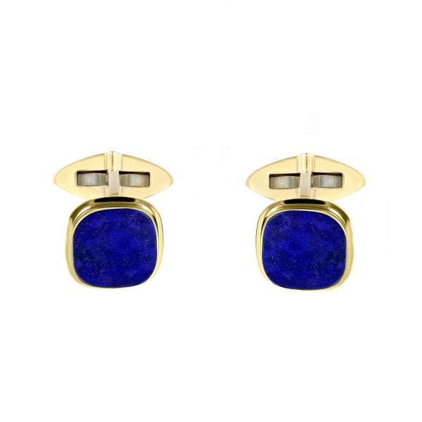 9ct yellow gold 14x14mm cushion lapis cufflinks