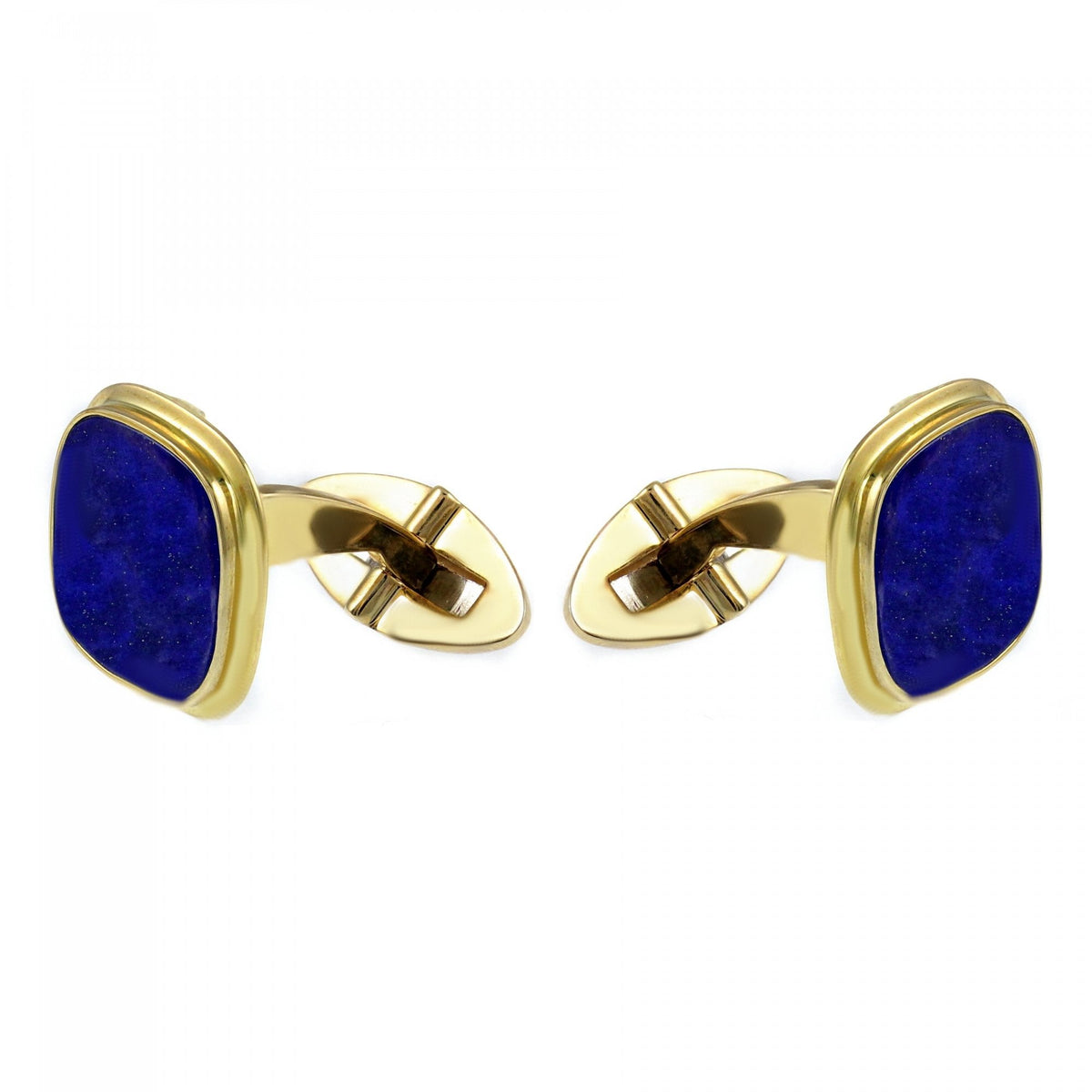 9ct yellow gold 14x14mm cushion lapis cufflinks