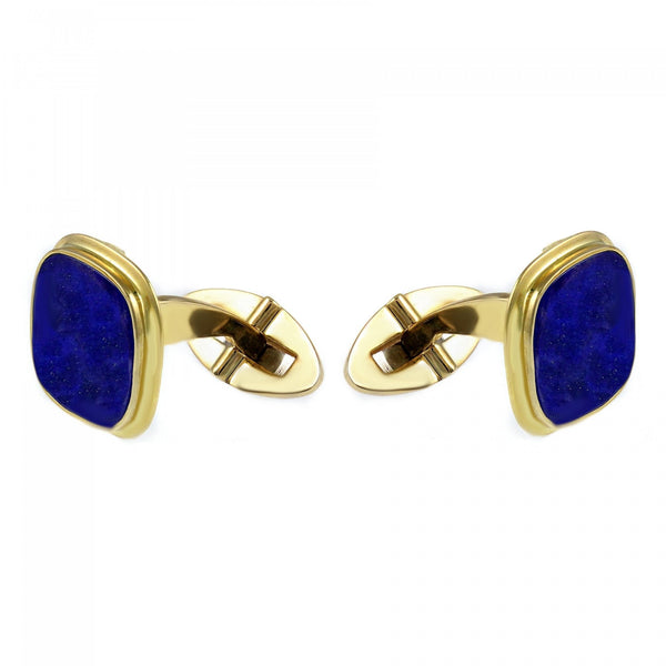 9ct yellow gold 14x14mm cushion lapis cufflinks