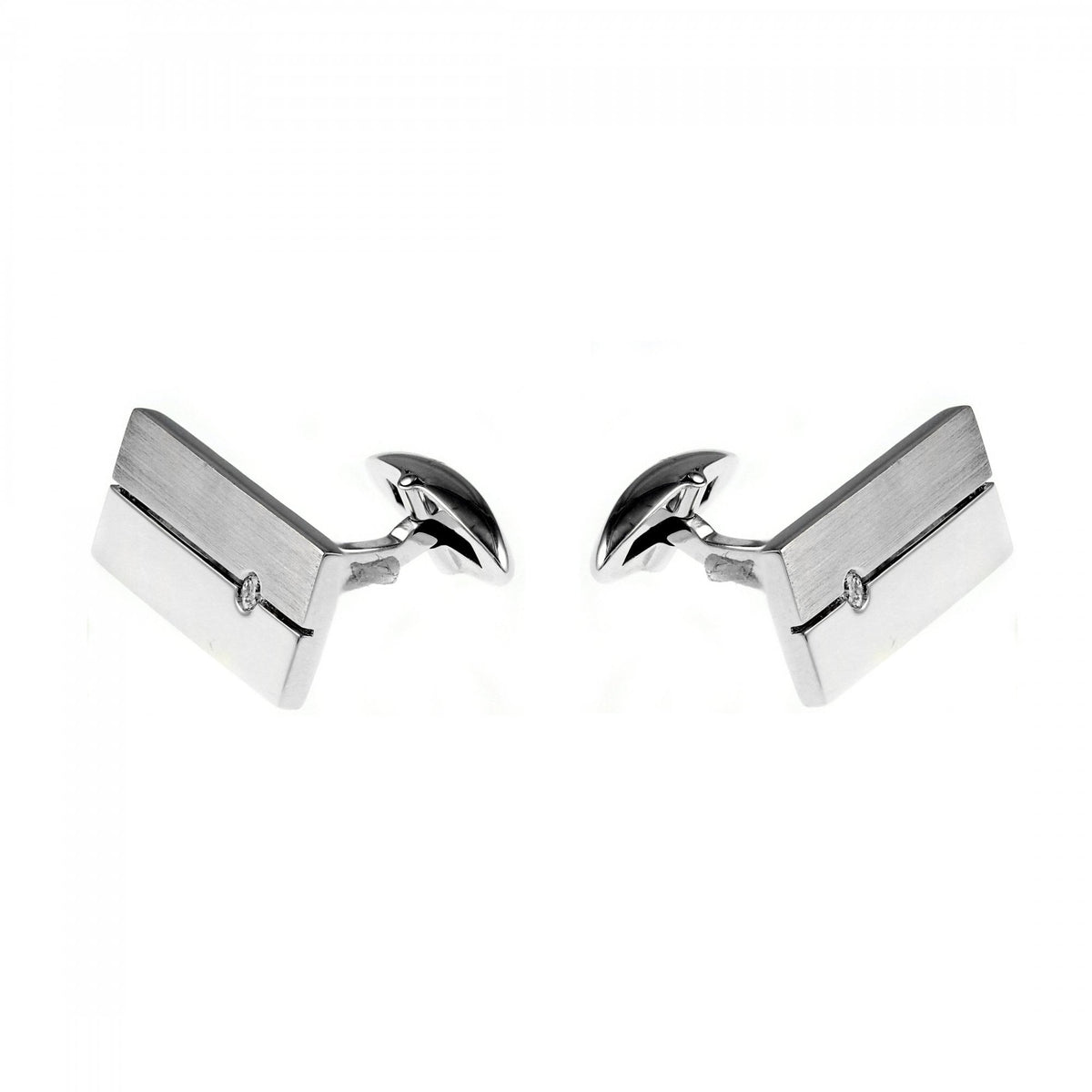 9ct white gold 22x10mm diamond set cufflinks