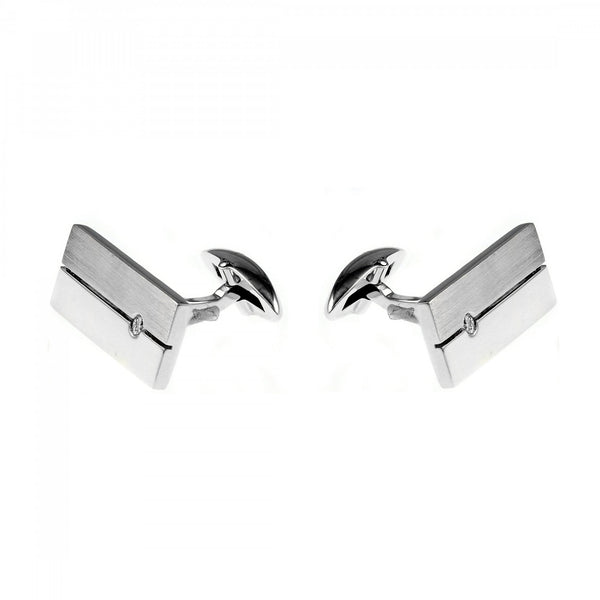 9ct white gold 22x10mm diamond set cufflinks