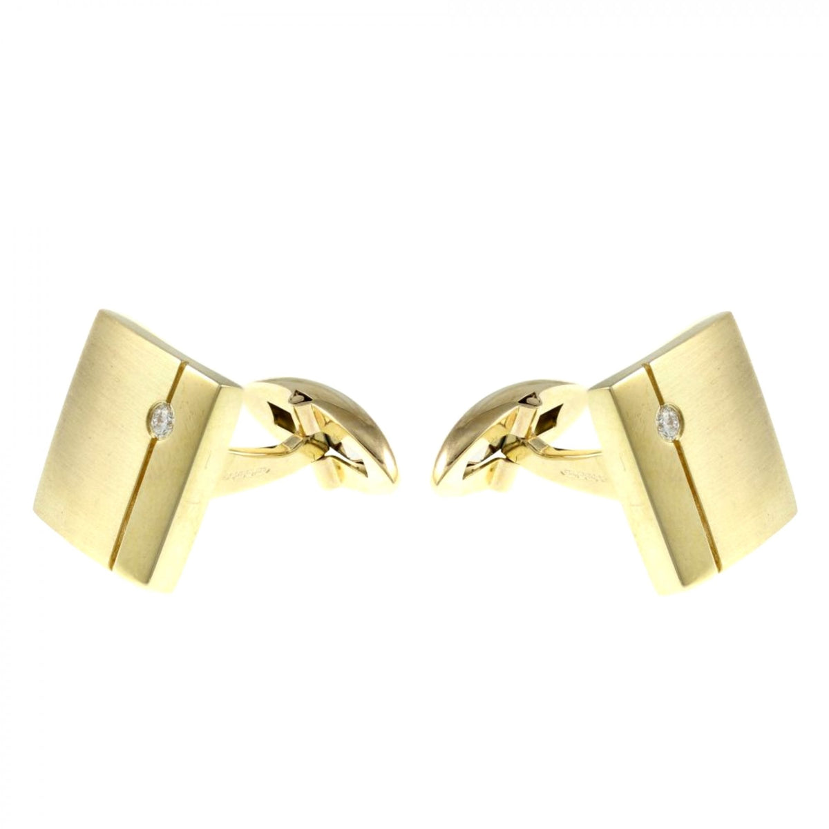9ct yellow gold 13x13mm 0.06ct diamond set cufflinks
