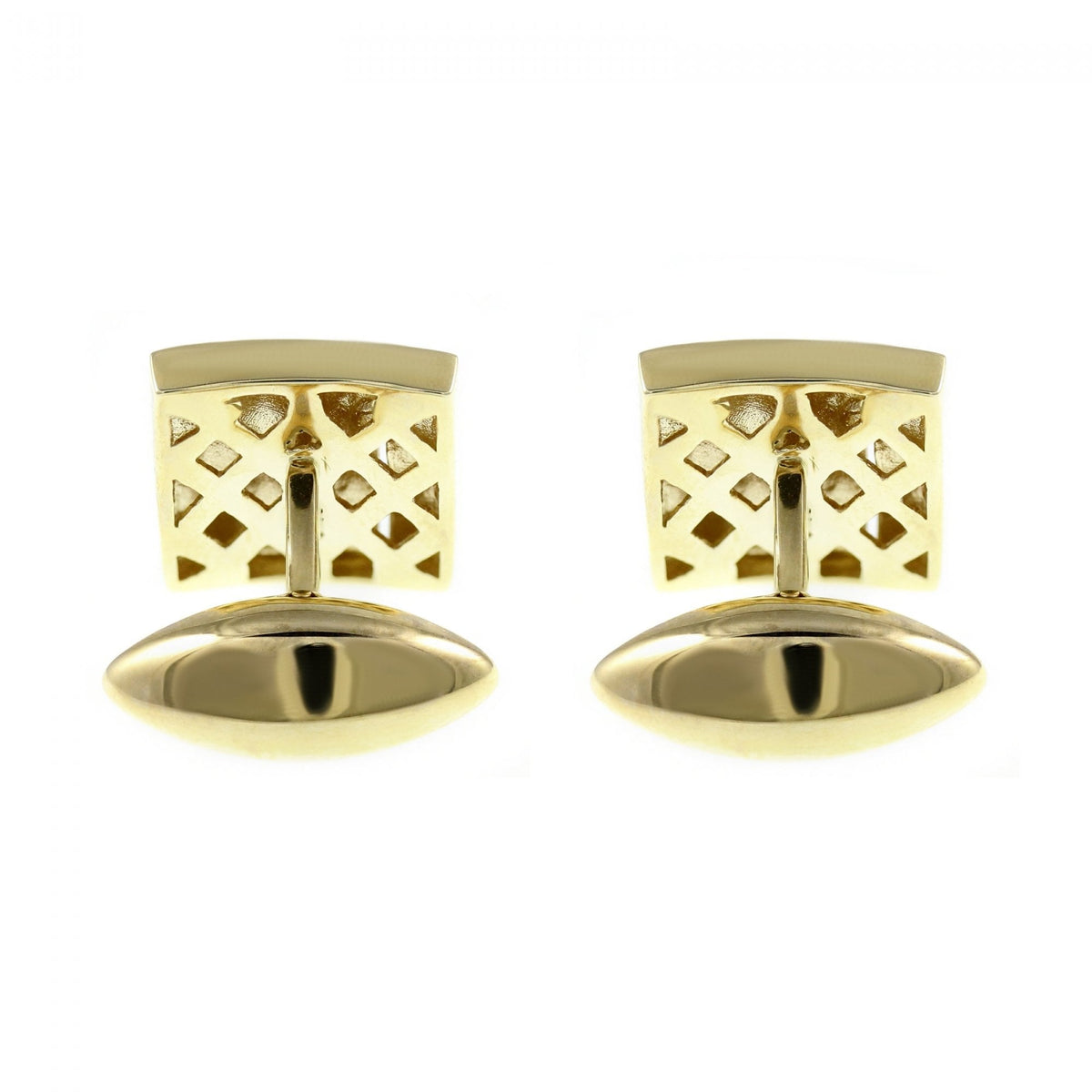 9ct yellow gold 13x13mm 0.06ct diamond set cufflinks