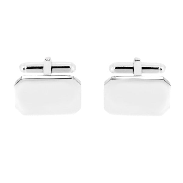 Silver 17x12mm octagonal plain swivel cufflinks