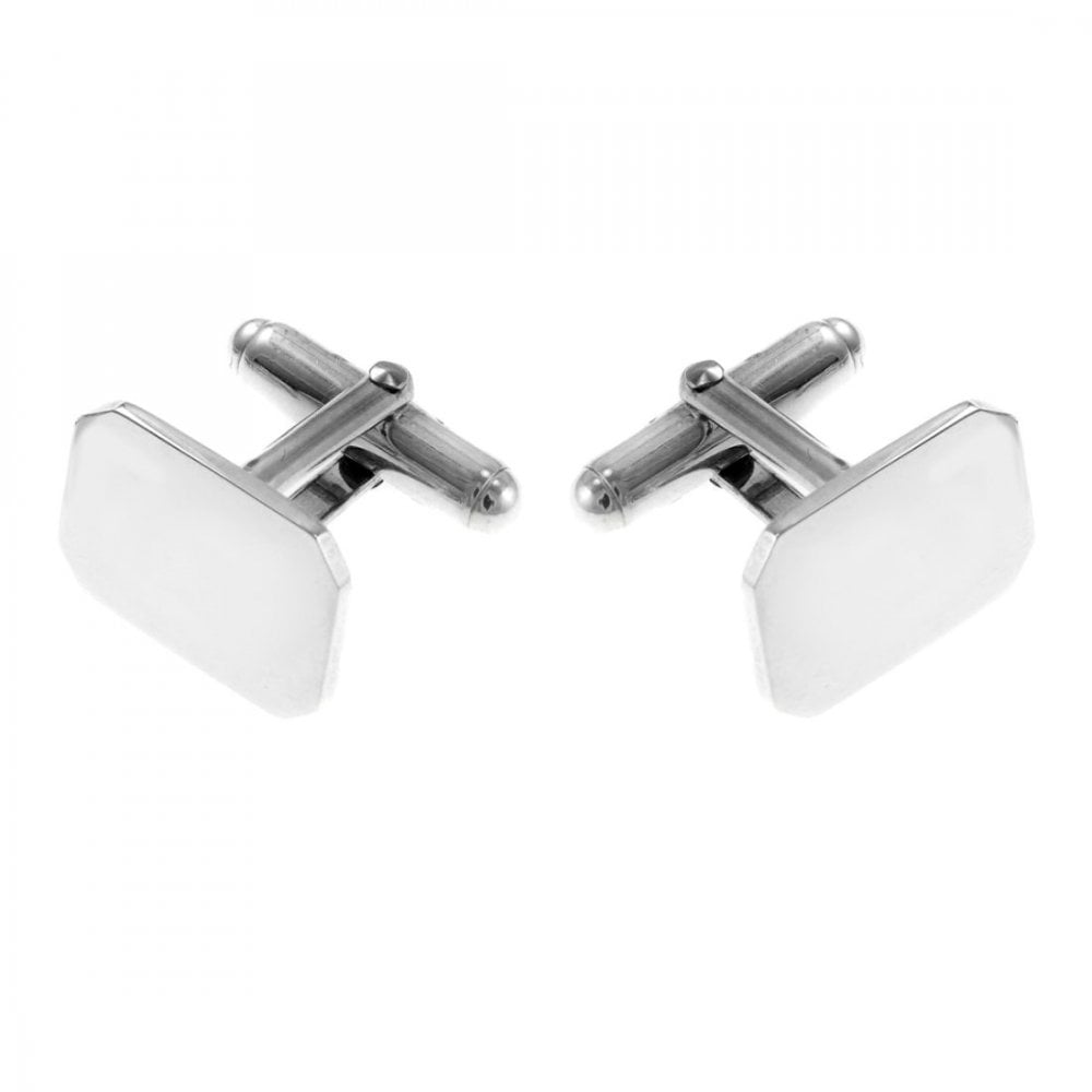 Silver 17x12mm octagonal plain swivel cufflinks