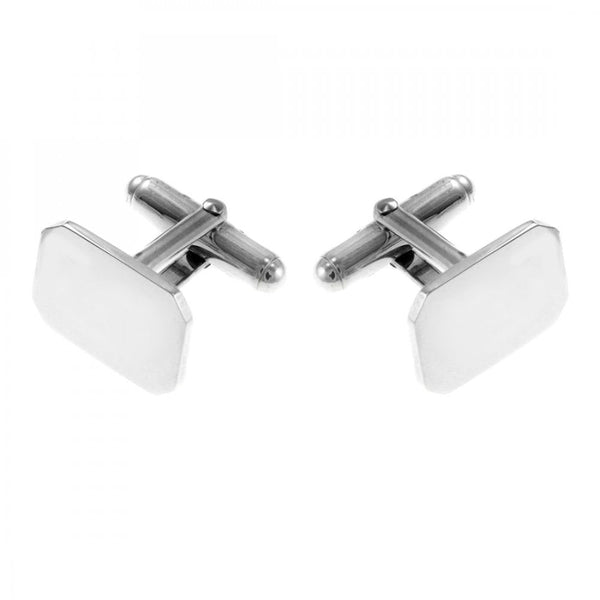 Silver 17x12mm octagonal plain swivel cufflinks