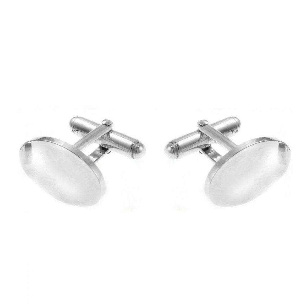 Silver 20x12mm plain oval swivel cufflinks