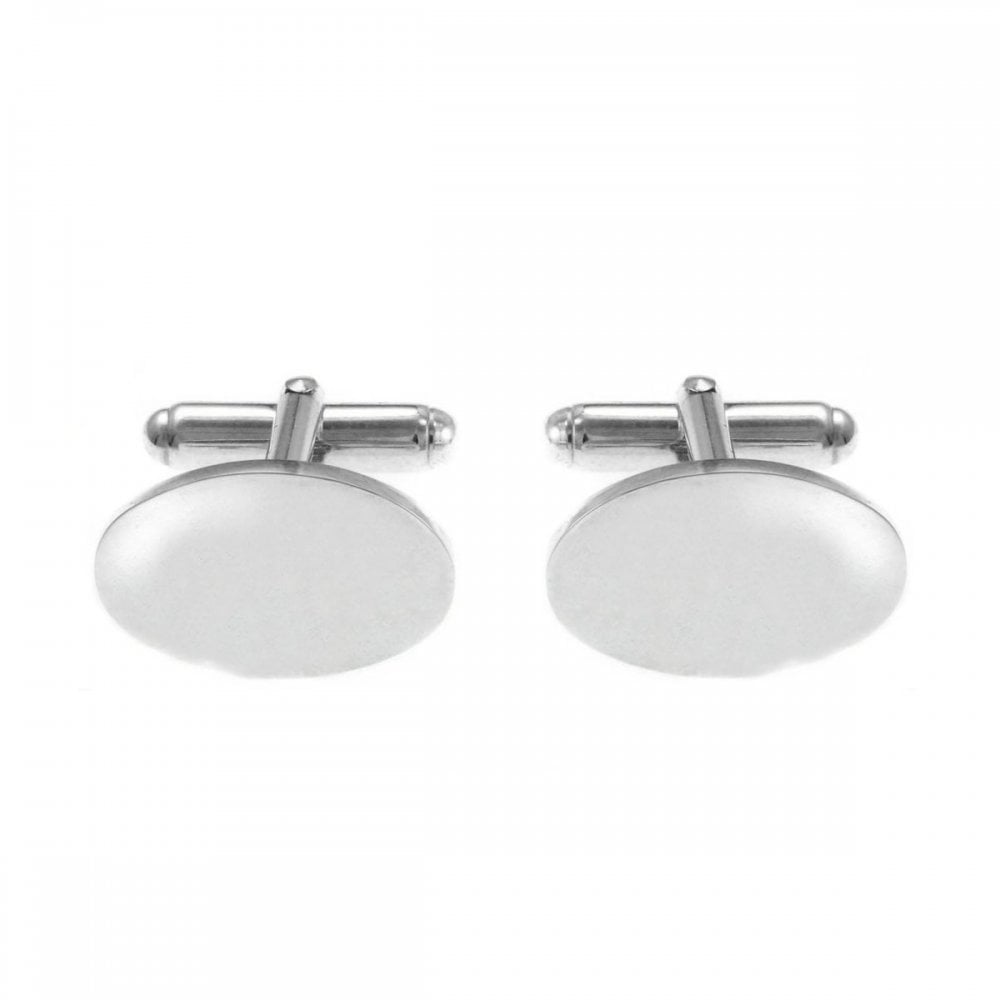Silver 20x12mm plain oval swivel cufflinks