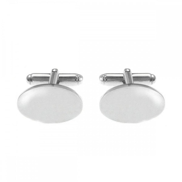 Silver 20x12mm plain oval swivel cufflinks