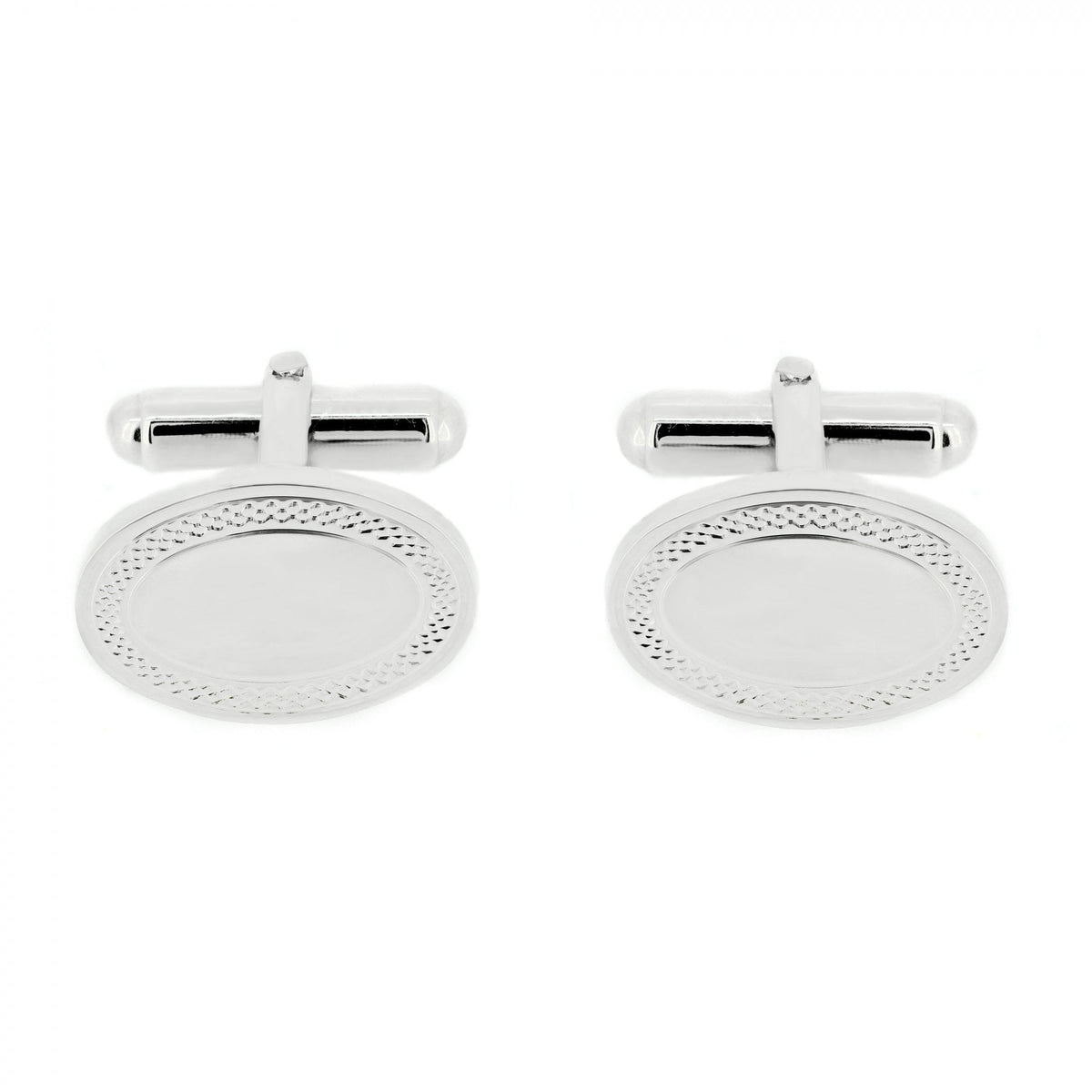 Silver 20x13mm oval engraved cufflinks