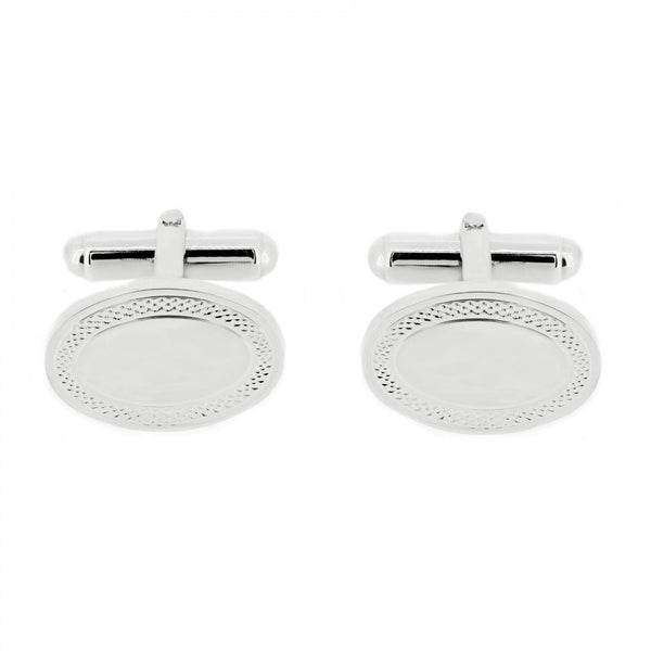 Silver 20x13mm oval engraved cufflinks