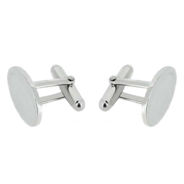 Silver 20x13mm oval engraved cufflinks