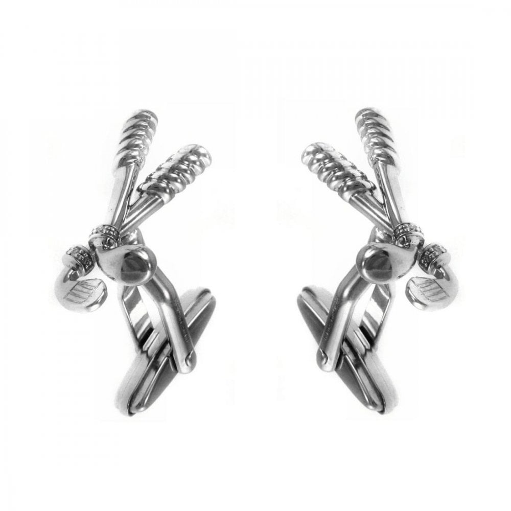 Silver golf club swivel cufflinks
