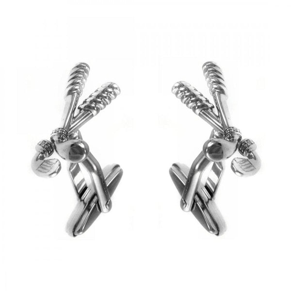 Silver golf club swivel cufflinks