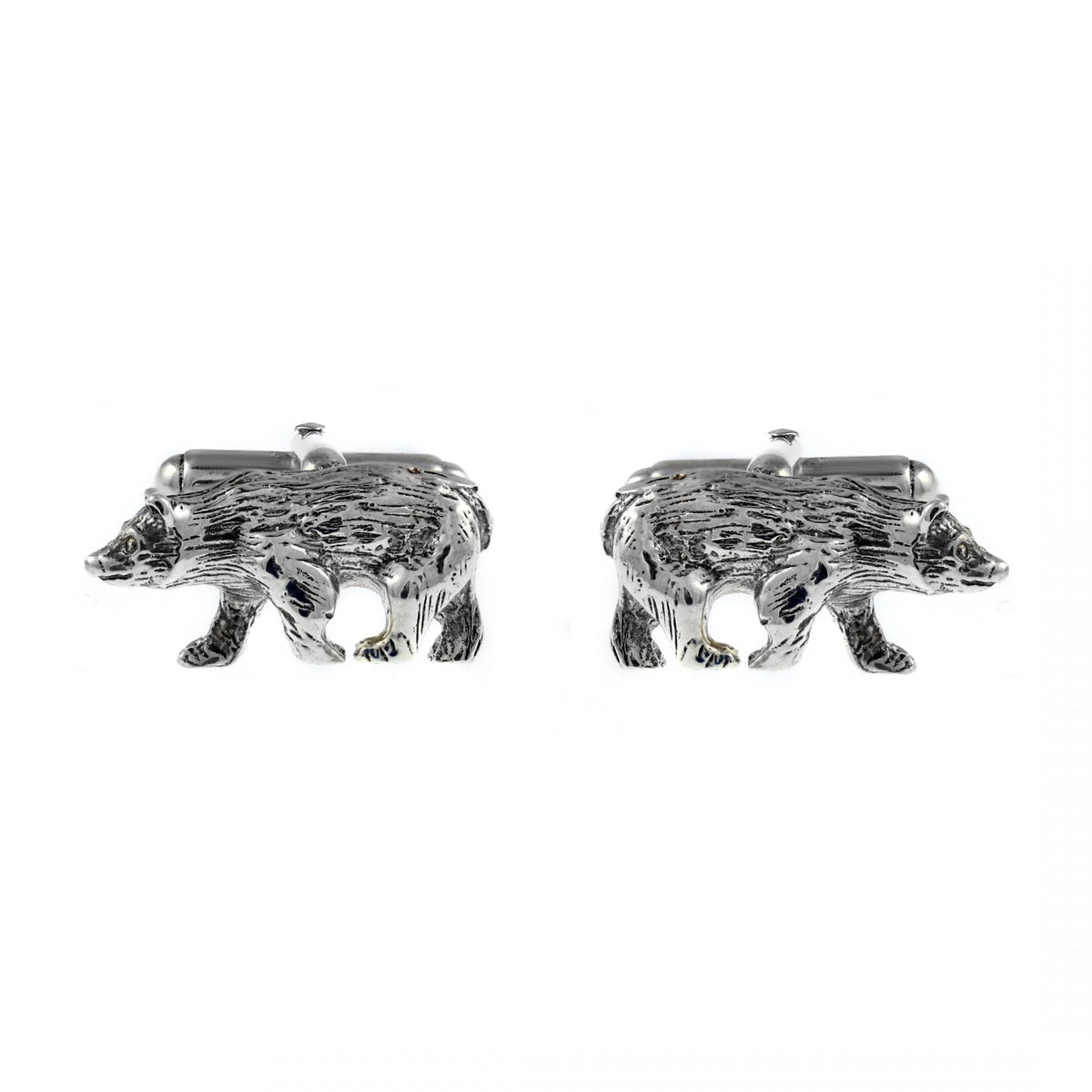 Silver 22x11mm bear swivel cufflinks