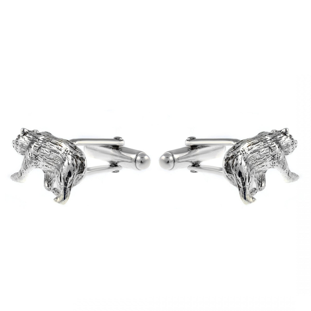 Silver 22x11mm bear swivel cufflinks
