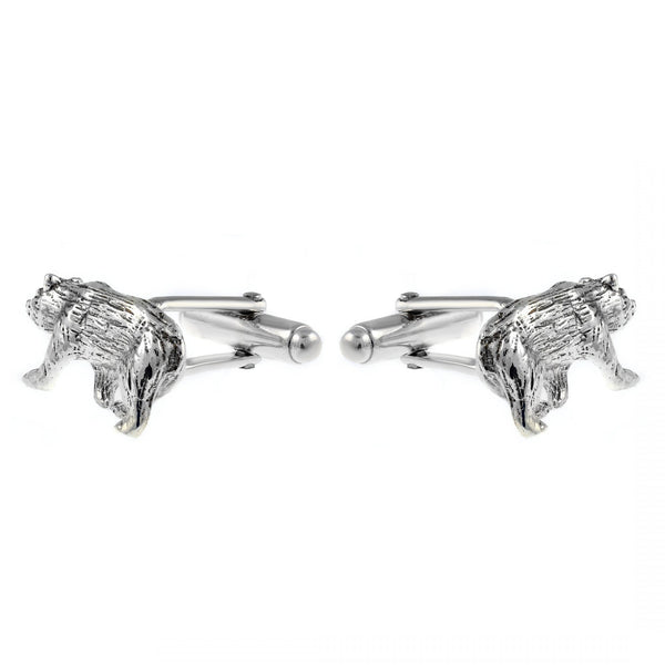 Silver 22x11mm bear swivel cufflinks