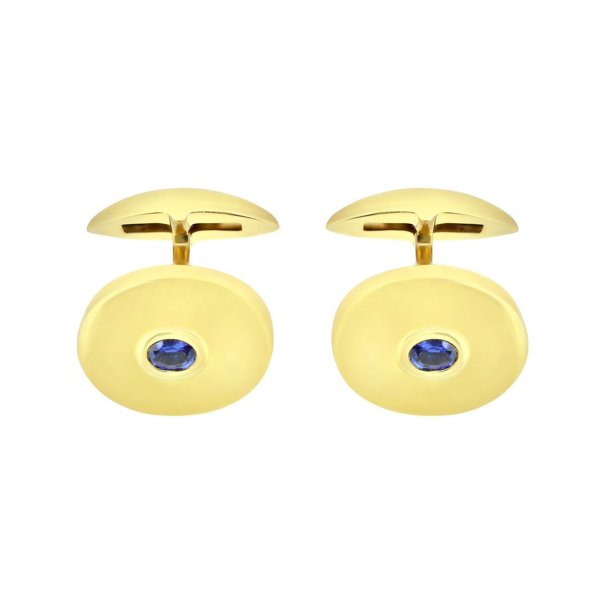 9ct yellow gold 16x13mm oval sapphire cufflinks