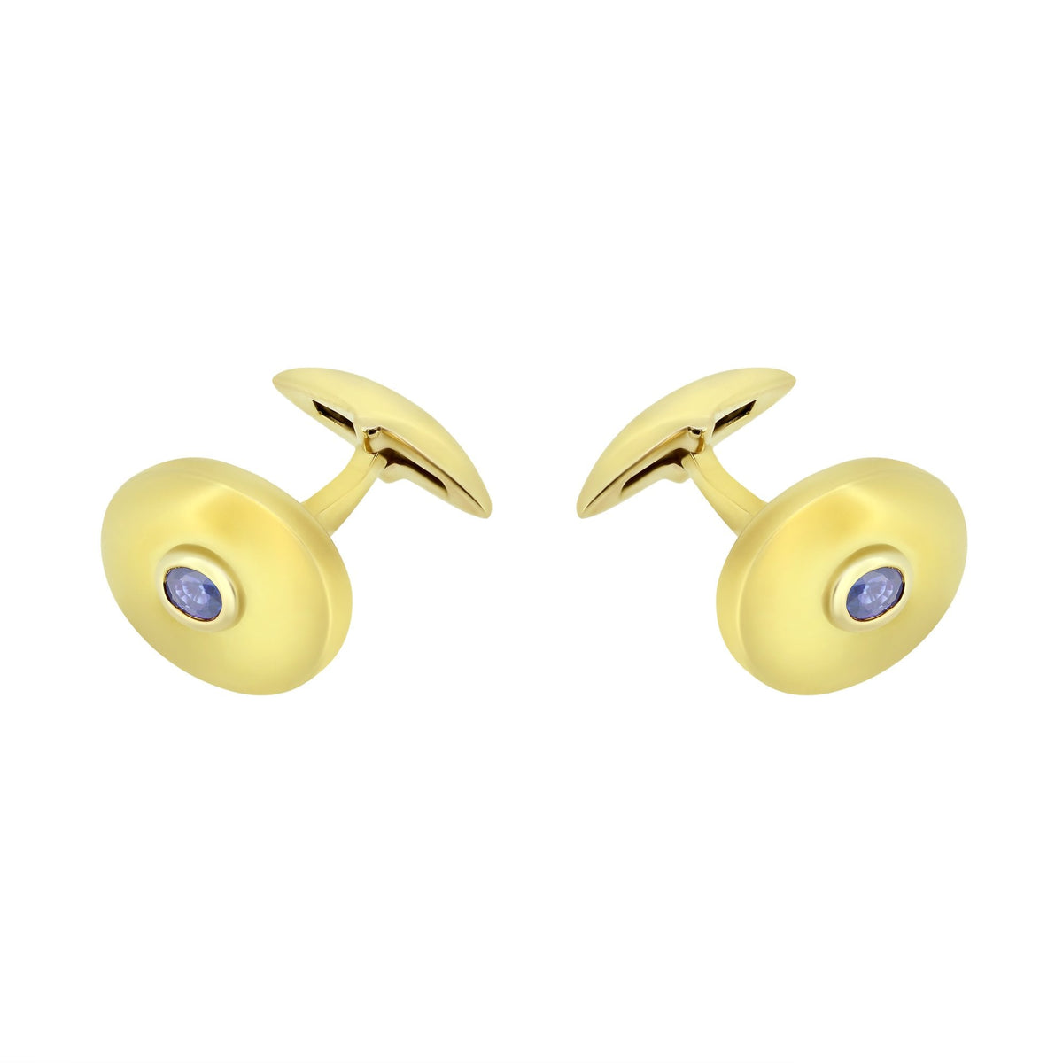 9ct yellow gold 16x13mm oval sapphire cufflinks