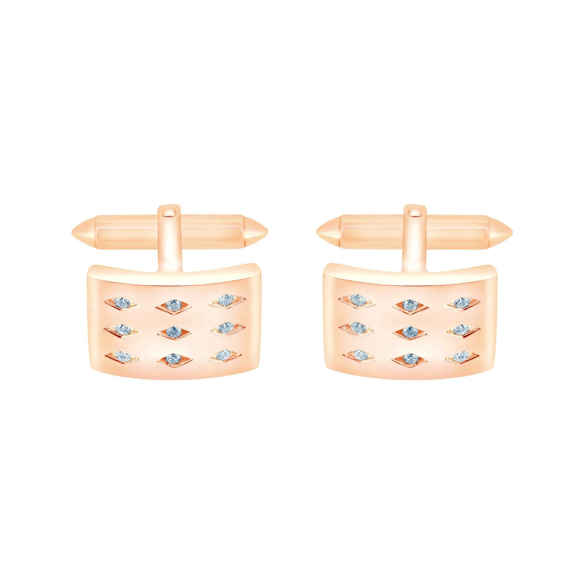 9ct rose gold 18x12mm diamond set swivel cufflinks