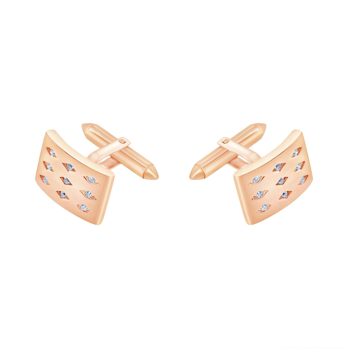 9ct rose gold 18x12mm diamond set swivel cufflinks