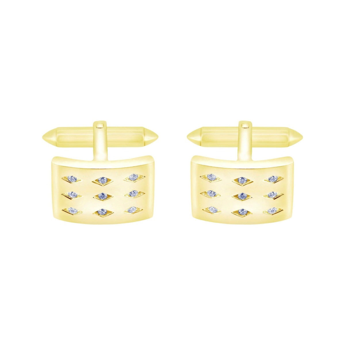 9ct yellow gold 18x12mm diamond set swivel cufflinks