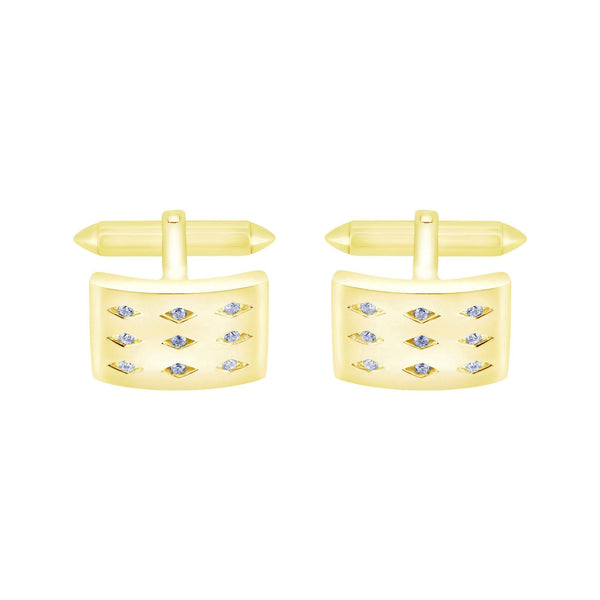 9ct yellow gold 18x12mm diamond set swivel cufflinks