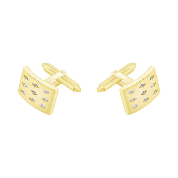 9ct yellow gold 18x12mm diamond set swivel cufflinks