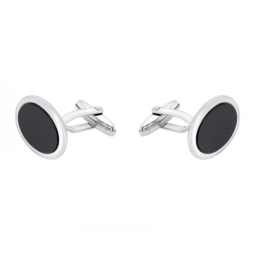Silver 18x12mm black onyx set cufflinks