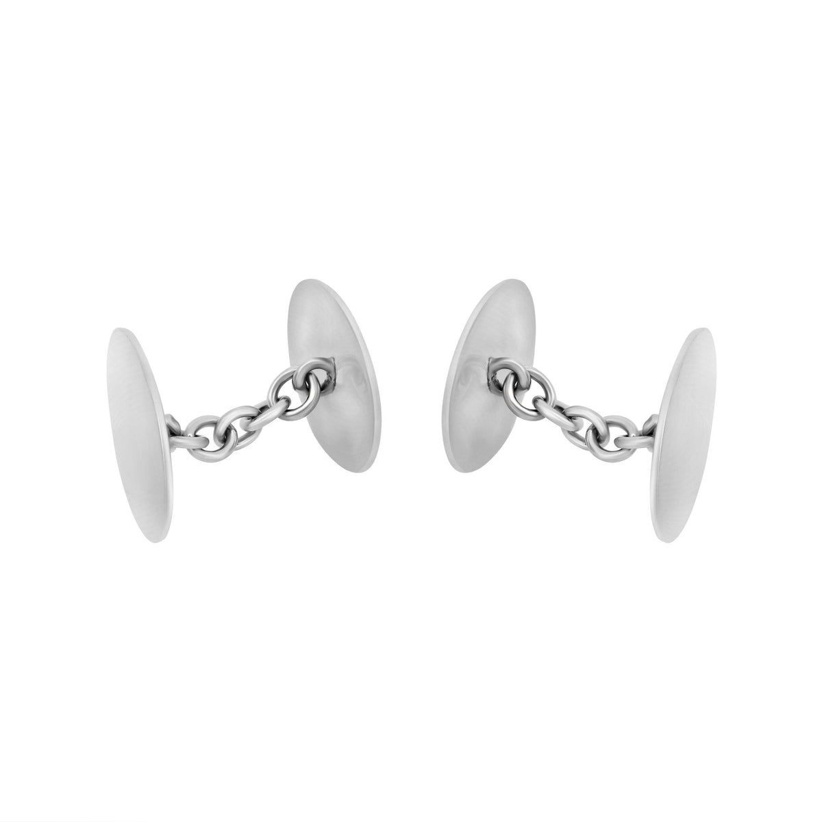 Silver plain 17x12mm oval chain link cufflinks