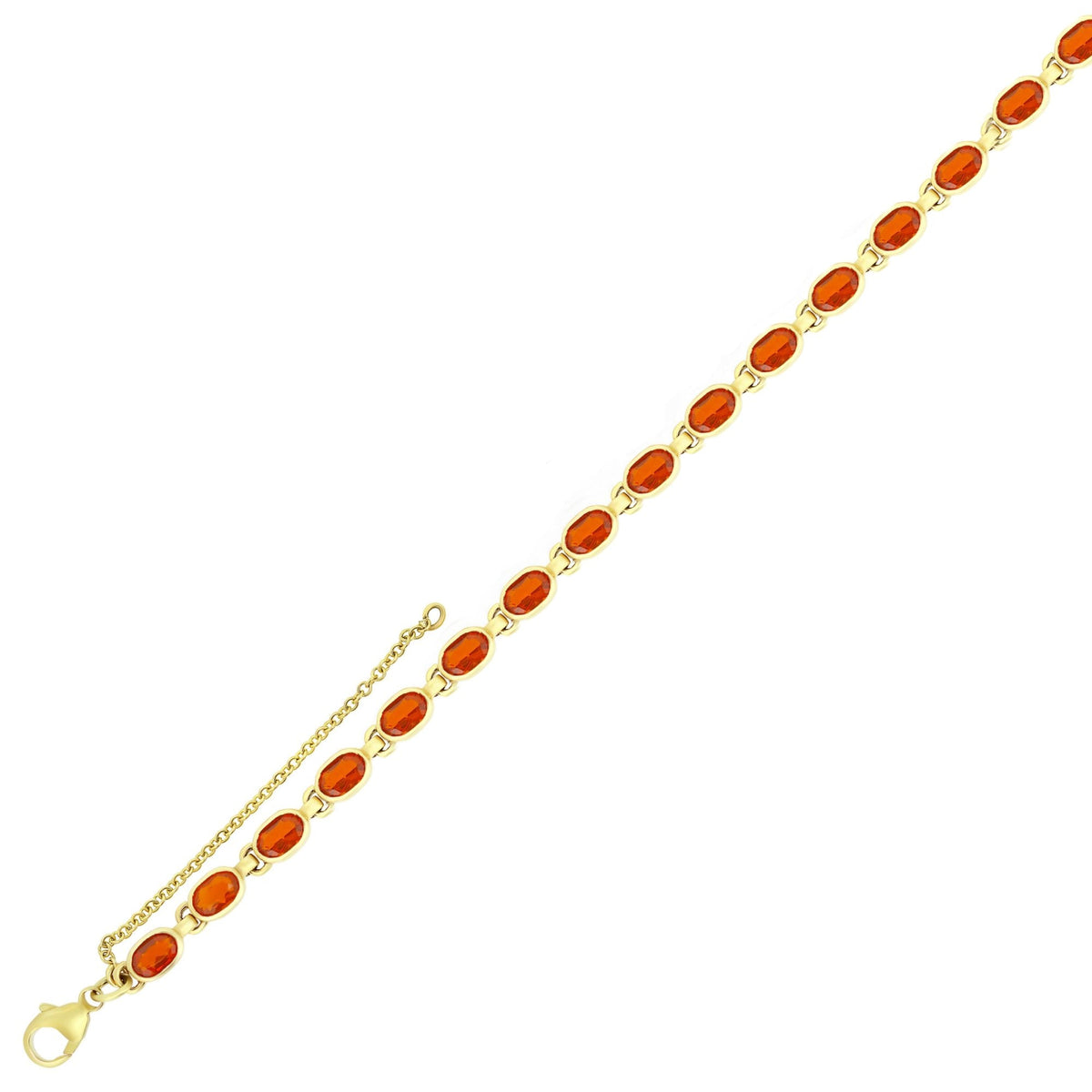 9ct yellow gold 7x5mm fire opal bracelet